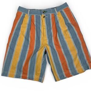 Vintage 90s Tommy Hilfiger Striped Pleated Shorts - Size 29 - Multi-Color Preppy